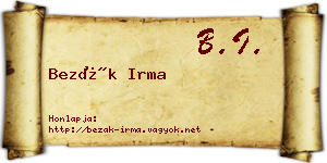 Bezák Irma névjegykártya